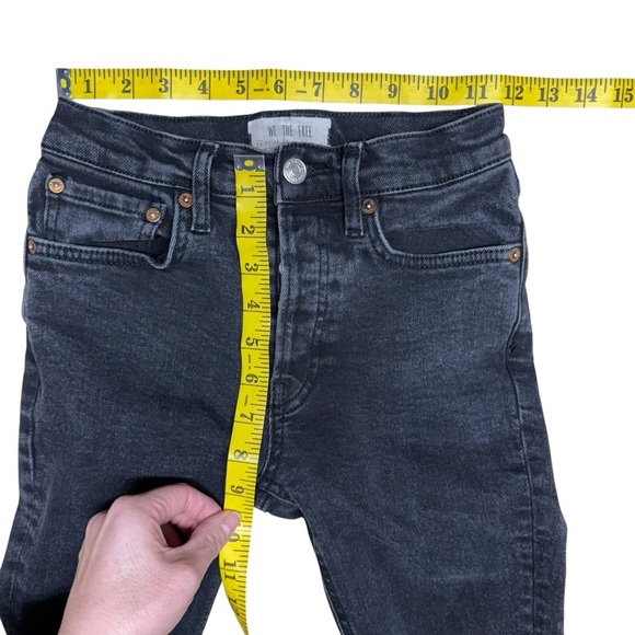 We the Free Free People Black Stella Rip High Waisted Skinny Jeans Raw Hem 24 - Picture 14 of 16